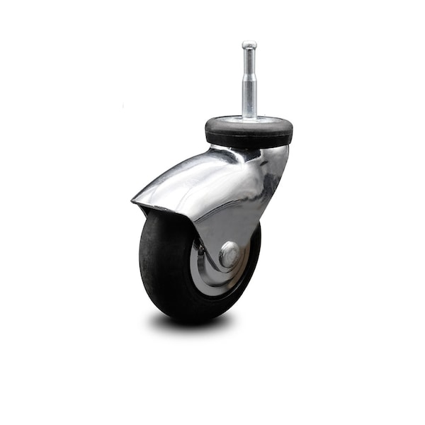 Service Caster 3 Inch Bright Chrome Hooded Neoprene Rubber 5/16 Inch Grip Neck Stem Caster SCC SCC-GN03S310-NPRB-BC - main